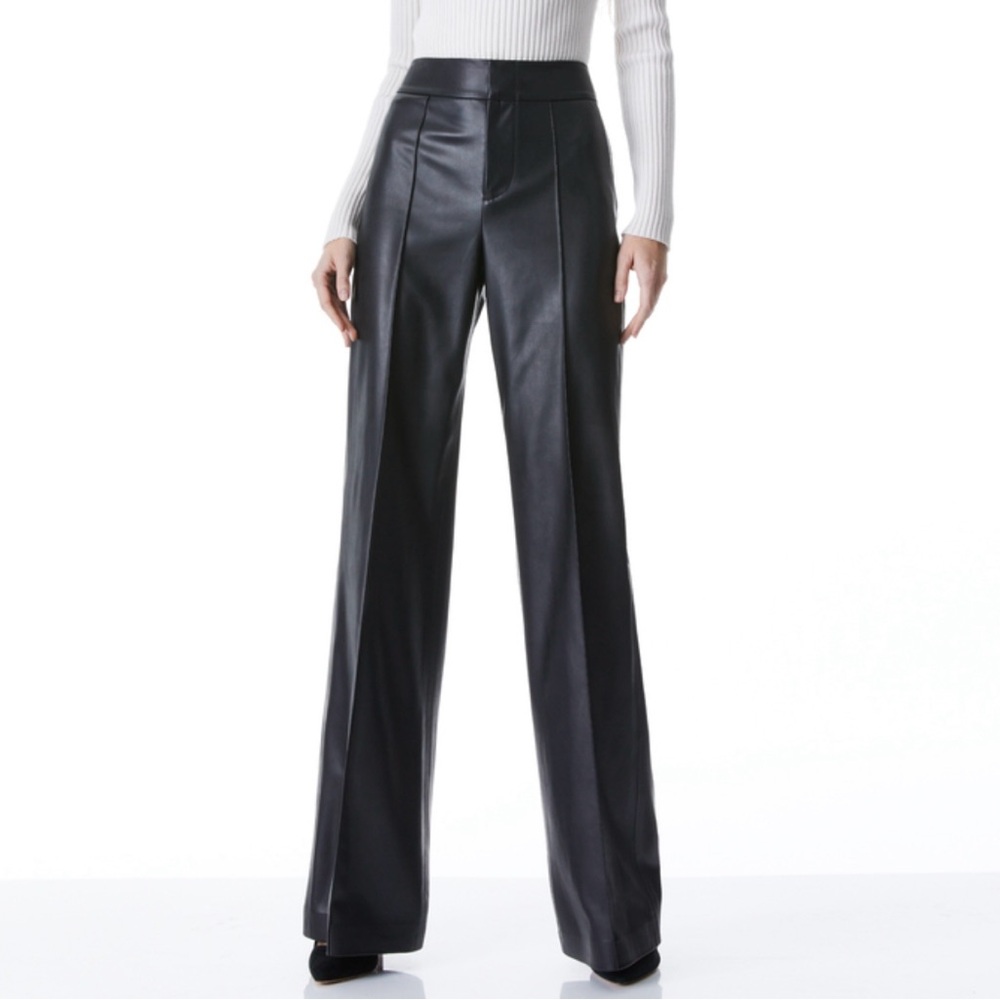 Alice and Olivia Vegan Leather Wide Leg Pants size 2